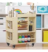 Art Cart Rolling Wood, Arts and Crafts Supply Organizer, Multi-Functional Storage Cabinet Crafts,...