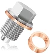M12x1.5 Magnetic Oil Drain Plug & 5PCS Oil Drain Plug Gasket,Stainless Steel Engine Oil Drain Plu...