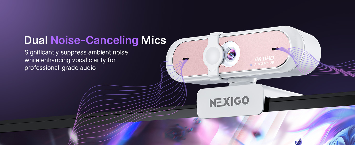 The N660P Pro USB webcam is mounted on a desktop, showcasing dual-mic noise cancellation.