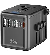 Universal Travel Adapter, 35W PD Fast Charging & 2 USB C 3 USB A & 2500W AC Outlet, International...
