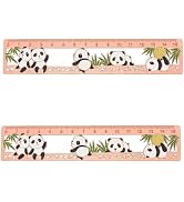2Pcs Rose Gold Metal Ruler Hollow Brass Rulers 6 Inch Panda Metal Bookmarks Straight Edge Rulers ...