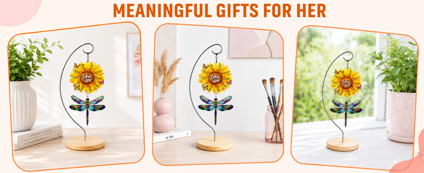 Sunflower Dragonfly Desk Decor - Meaningful Gifts for Her