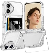 AFGHOA for iPhone 17 6.3 Case Wallet with Kickstand, 4 Cards Holder Clear Case for Women Men, Yel...