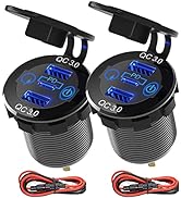 2 Packs PD Type C Car Charger Socket & Dual Quick Charge 3.0 Ports Aluminum, 60W USB C Triple 12V...