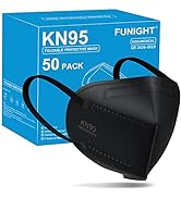 Funight KN95 Face Masks 50 Pack 5-Ply Breathable Filter Disposable Face Masks Black