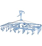 Foldable Clip and Drip Hanger, Socks Hanger Underwear Hanger with 36 Clothespins & Wind-Proof Hoo...