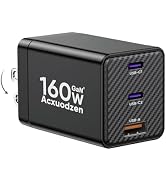 USB C Charger Block 160W, 3-Port GaN Super Fast Charger, Dual 65W Type C Charging Block, Foldable...