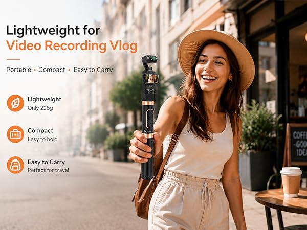 Lightweight selfie stick for video recording, portable and easy to carry for everyday use