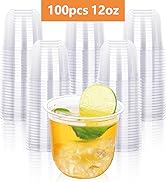 KesaPlan 50 Pcs Disposable Stemless Glasses 12oz Crystal Plastic Wine Glasses Clear Classic Cup f...