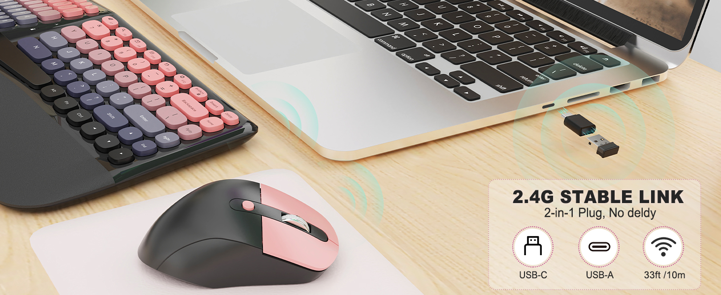 Ergonomic Wireless Keyboard and Mouse