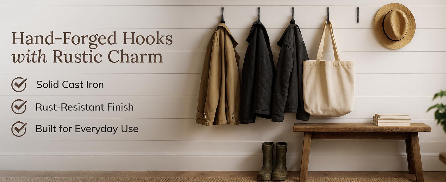 Hand-Forged Hooks with Rustic Charm