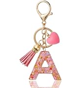 ANHBKAR Alphabet Initial Letter Keychain Cute Heart Resin - Letter Keychain for Backpack Charms -...