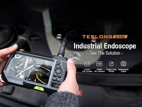 Teslong NTS500 Dual Lens Industrial Endoscope Borescope Inspection Camera with Light