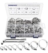 Hose Clamp, HongWay 78 Pack Stainless Steel Assortment Adjustable Range 1/4-2in(6-51mm), 304 Stai...