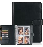 A5 Kpop Photocard Binder, Trading Card Binder, 6 Ring Binder Album with 200 Card Slots, PU Leathe...