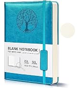 Blank Journal Notebook for Women Men, A5 Unlined Journal for Writing Sketchbook, Hardcover Leathe...
