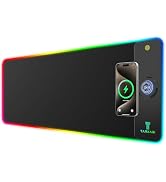 TARKARI 15W Magnetic Wireless Charging RGB Mouse Pad, 800x300mm Left-Handed | Qi Fast Charging LE...