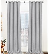 100% Blackout Curtains 84 Inches Long,Linen Blackout Curtains 84 Inch Length 2 Panels Set,Thermal...