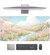Anime Floral River Desk Mat Gaming Desk Pad Large Mouse Pads, XXL Mouse Mat Laptop Keyboard Pad D...