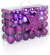 Naler 101pcs Purple Christmas Ball Ornaments for Christmas Tree, Shatterproof Christmas Tree Ball...