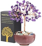 Handcrafted Amethyst Abundance Tree with Ceramic Base,5 Inch Natural Crystal Feng Shui Bonsai for...