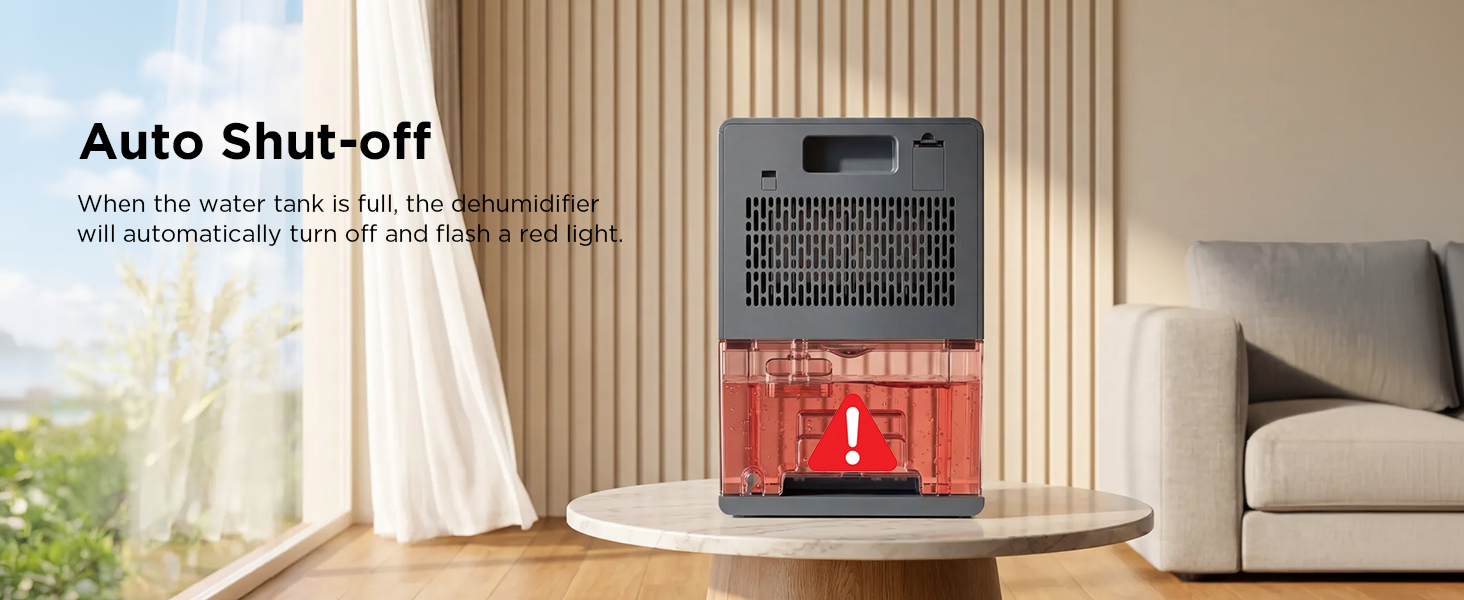 dehumidifier with auto shut off when tank is full overflow protection for home