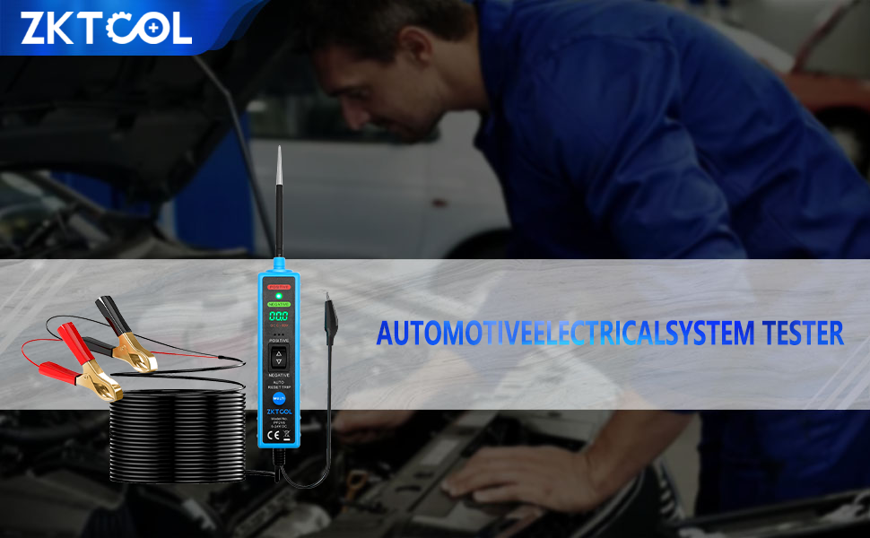 ZKTOOL 6-24V Digital LED Display Power Circuit Probe Tester Kit,Automotive Electrical System Tester