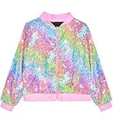 OlyPegic Girls Sequin Jackets Kids Bomber Jacket with Pockets Sparkle Outwear Glitter Zipper Coat...
