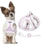 AIITLE Step in Dog Harness and Leash Set - Warm and Cozy Basic Plaid Dog Vest Harness with Magic ...