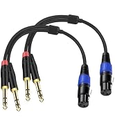 2Pack 6.35mm Dual TRS to XLR Cable for Microphone, Mixer, Amplifier, 1.5 FT, Dual 1/4 TRS Male to...