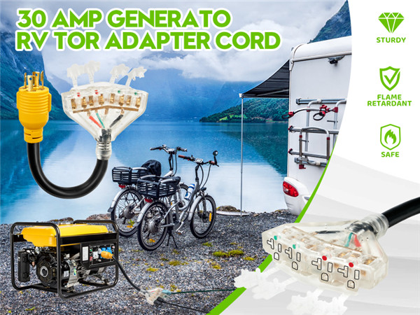 30 Amp to 20 Amp 110 Generator RV Adapter Cord