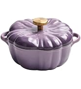 Cast Iron Dutch Oven, 6.3 Inch Pumpkin Shape Cooking Pot Enamel Pot with Lid and Handles, Mini No...