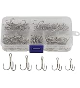 Beoccudo Treble Hooks Kit, Saltwater Freshwater Size 2 4 6 8 10 Triple Fishing High Carbon Steel ...