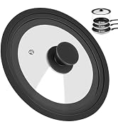 Universal Lid for Pots Pans and Skillets, Pan Cover Fit 6", 7", 7.8" Diameter Cookware, Silicone ...