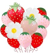 12Pcs Strawberry Balloons Set Daisy and Strawberry latex Balloons Decorations
