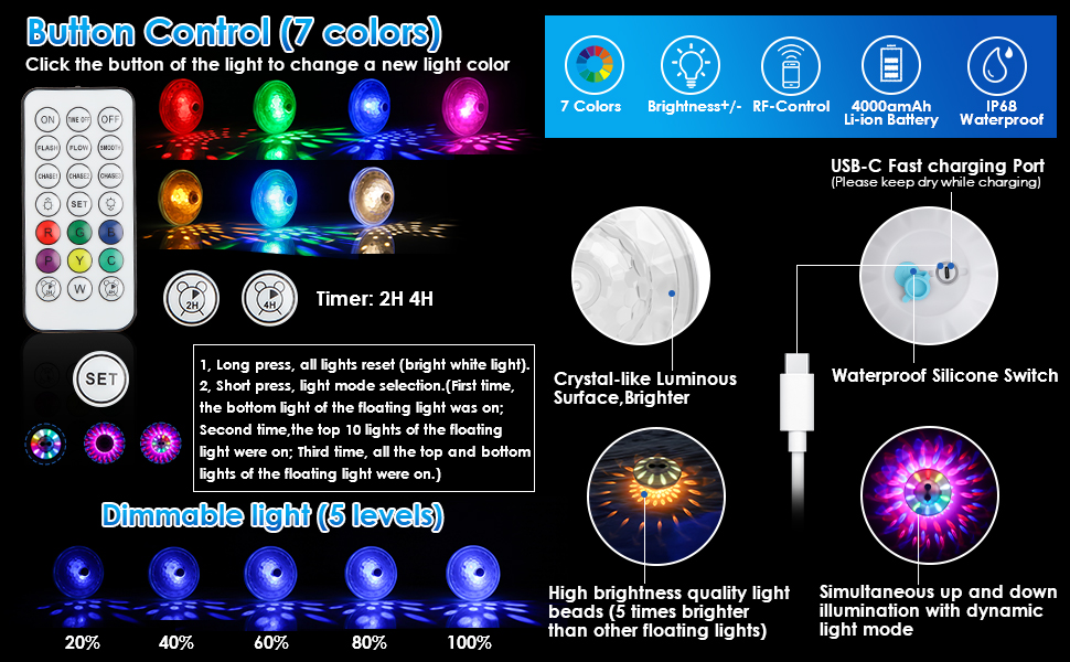 Rechargeable Floating Pool Lights
