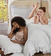 Litanika White Comforter Full Size Sets, 3 Pieces Ruffle Shabby Chic Farmhouse Women Vintage Aest...