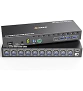 10 Port 8 Port KVM Switch HDMI 4K@60Hz EDID Simulation, USB 3.0 HDMI KVM Switch for 10 Computers ...