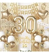HILAVO 30th Birthday Decorations for Her, Champagne Gold Happy 30th Birthday Decorations with 30 ...
