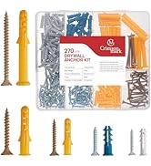 270PCs Drywall Anchors and Screws Assortment Kit 135 Plastic Wall Anchors & 135 Galvanized Philip...