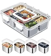 Snackle Box Container, Stainless Steel Snack Platters with Lid and Handle | 8 Compartment with In...