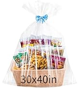 woric 6PCS Large Cellophane Bags 30x40 Inch Cellophane Wrap Clear Gift Bags for Mothers Day Gifts...