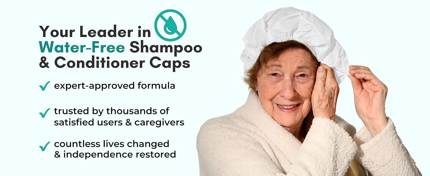 expert proven, waterless shampoo caps, shampoo, conditioner for elderly