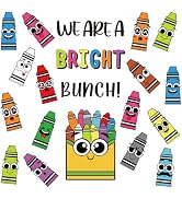 JarThenaAMCS Back to School Crayon Bulletin Board Set Colorful Crayon Shape Paper Cutouts with Gl...