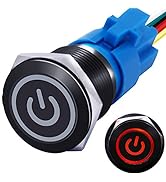 mxuteuk 19mm Waterproof Latching Push Button Switch 12V ON/Off Switch 1NO 1NC SPDT Black Metal wi...