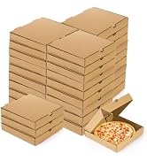 ZENFUN 40 Pcs Kraft Mini Pizza Boxes, 7.2"×7.2"×1.7" Small Pizza Boxes Corrugated Pizza Box, Take...