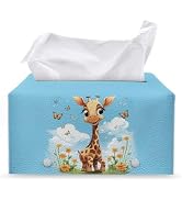 ZOUTAIRONG Sky Giraffe Tissue Box Cover PU Leather Tissue Box Holder with Bottom Belt Tissue Box ...