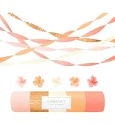 AOBKIAT Streamers Party Decorations,5 Rolls Pastel Pink Gold Orange Crepe Paper Streamers for Lit...
