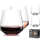 Stemless Wine Glasses Set of 4 13.5oz, Hand Blown Red White Wine Glasses Unique Gifts for Him Her...