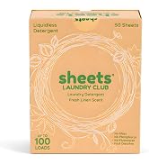 Sheets Laundry Club - Liquidless Laundry Detergent Sheets, 100 Loads - Fresh Linen Scent, Eco-Fri...